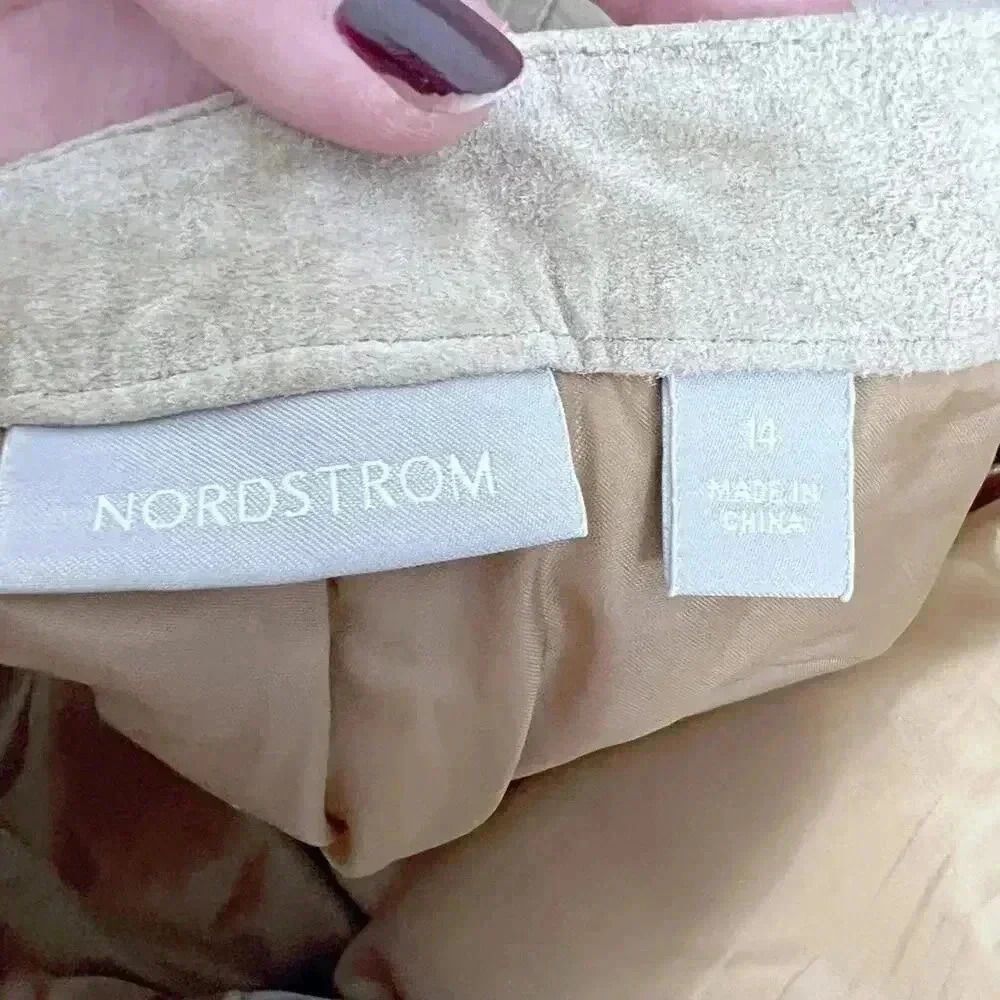 Nordstrom Vintage Tan Suede Leather Straight Leg Pants Women's Size 14 - Picture 6 of 8